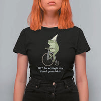 Off To Wrangle My Feral Grandkids Funny Grandparents Frog T Shirt For Women