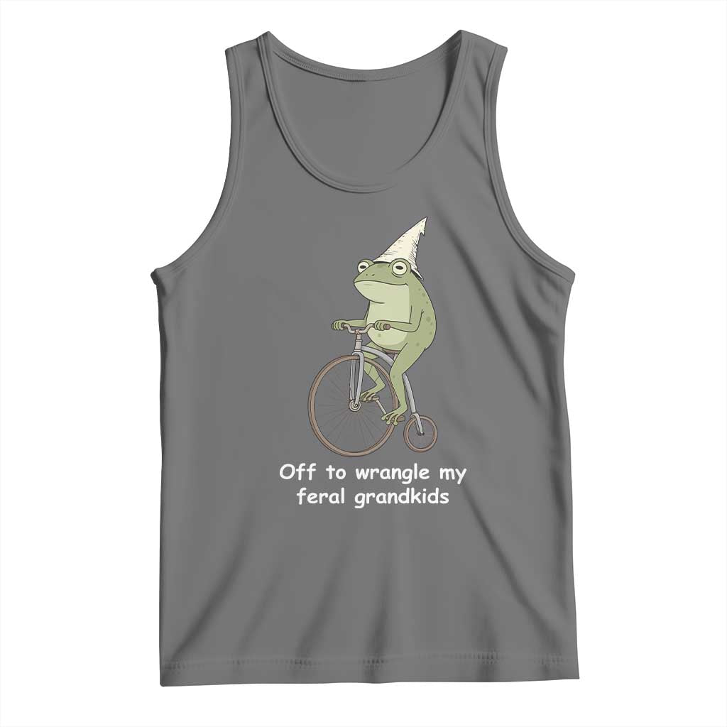 Off To Wrangle My Feral Grandkids Funny Grandparents Frog Tank Top