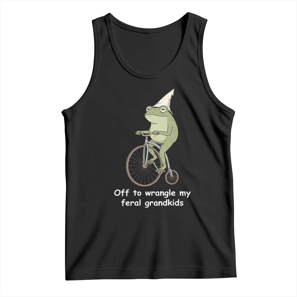 Off To Wrangle My Feral Grandkids Funny Grandparents Frog Tank Top