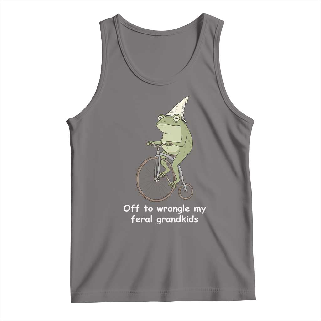 Off To Wrangle My Feral Grandkids Funny Grandparents Frog Tank Top