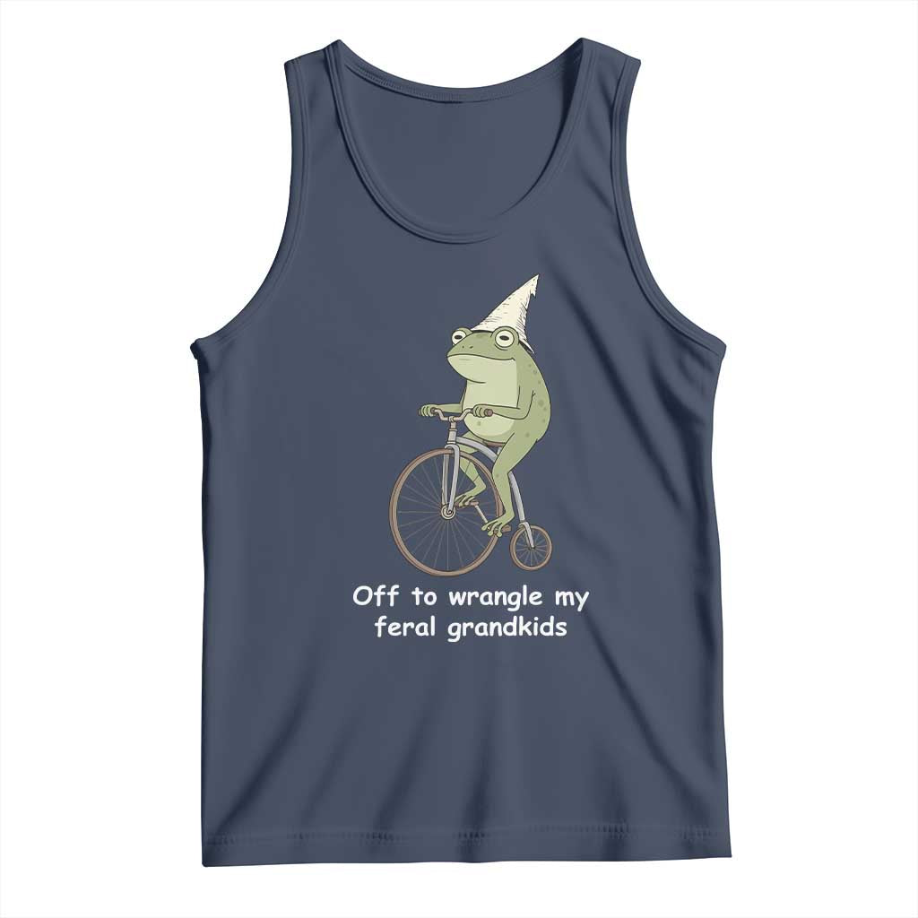 Off To Wrangle My Feral Grandkids Funny Grandparents Frog Tank Top