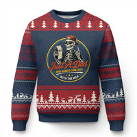 Just A Dad Who Always Came Back With The Milk Ugly Christmas Sweater Funny Skeleton Father