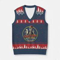 Just A Dad Who Always Came Back With The Milk V-Neck Knit Sweater Vest Funny Skeleton Father