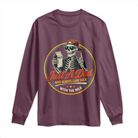 Just A Dad Who Always Came Back With The Milk Long Sleeve Shirt Funny Skeleton Father