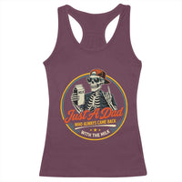 Just A Dad Who Always Came Back With The Milk Racerback Tank Top Funny Skeleton Father