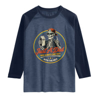 Just A Dad Who Always Came Back With The Milk Raglan Shirt Funny Skeleton Father