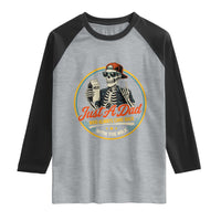Just A Dad Who Always Came Back With The Milk Raglan Shirt Funny Skeleton Father