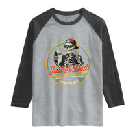 Just A Dad Who Always Came Back With The Milk Raglan Shirt Funny Skeleton Father