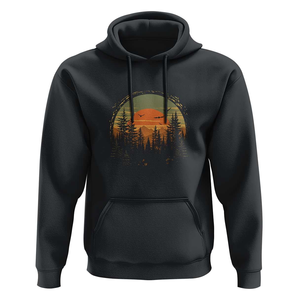 Retro Forest Trees Outdoors Nature Lover Hoodie