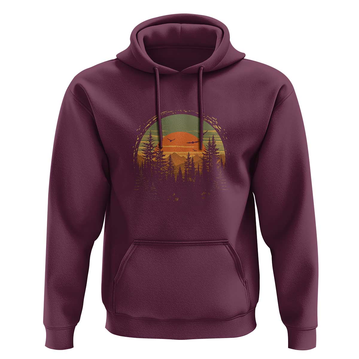 Retro Forest Trees Outdoors Nature Lover Hoodie