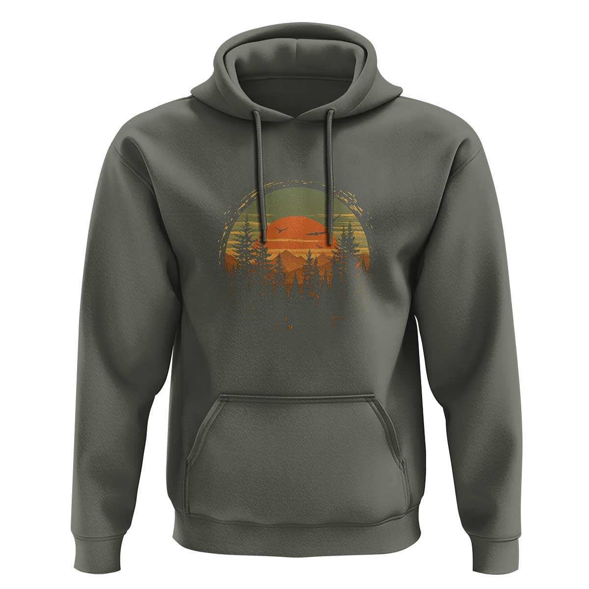 Retro Forest Trees Outdoors Nature Lover Hoodie