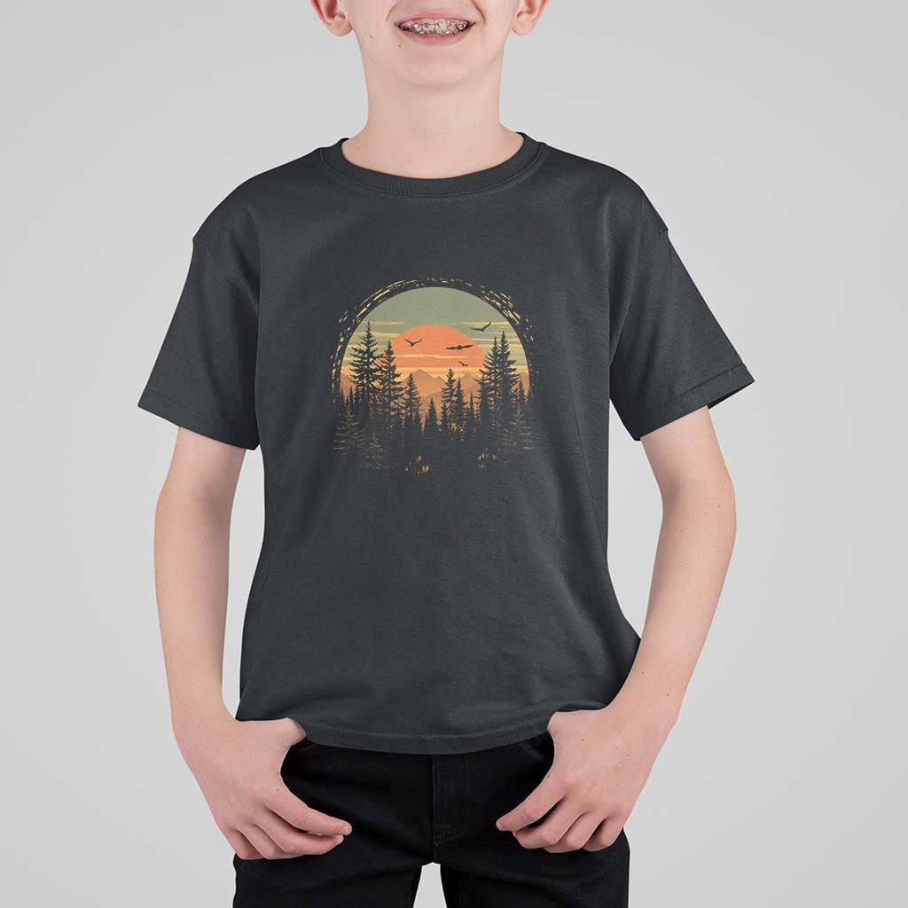 Retro Forest Trees Outdoors Nature Lover T Shirt For Kid