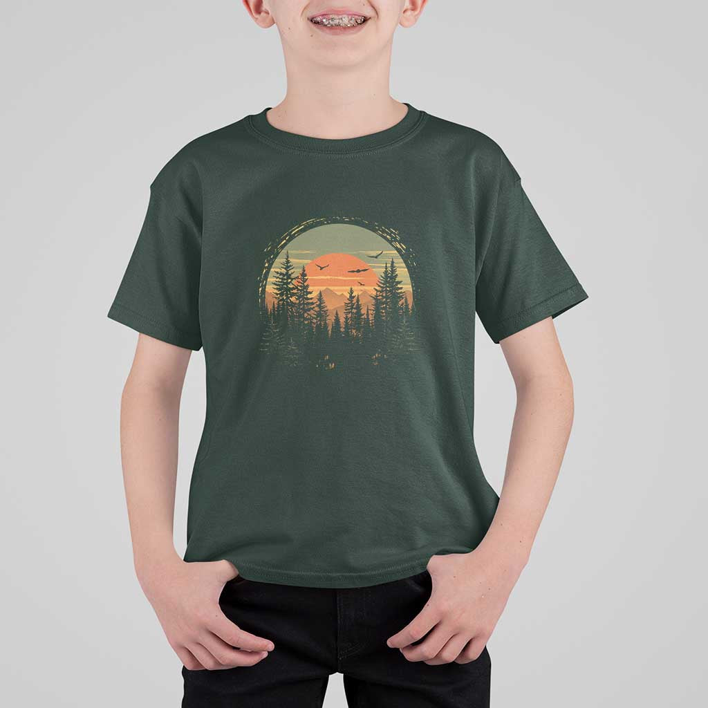 Retro Forest Trees Outdoors Nature Lover T Shirt For Kid