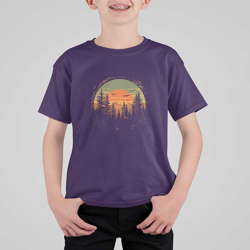 Retro Forest Trees Outdoors Nature Lover T Shirt For Kid