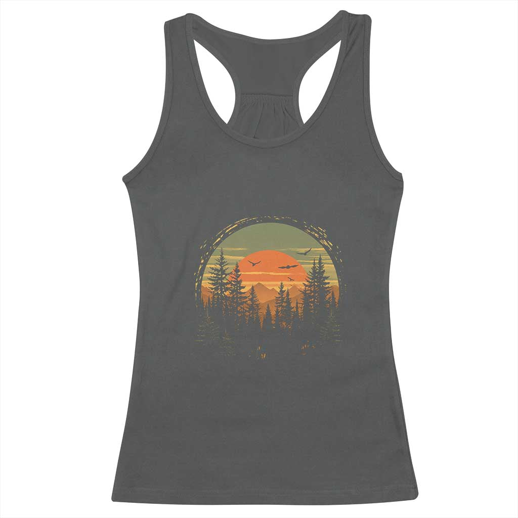 Retro Forest Trees Outdoors Nature Lover Racerback Tank Top