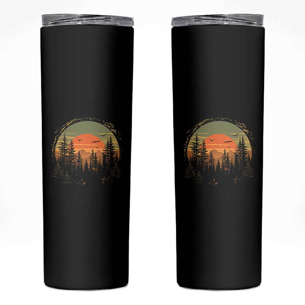 Retro Forest Trees Outdoors Nature Lover Skinny Tumbler