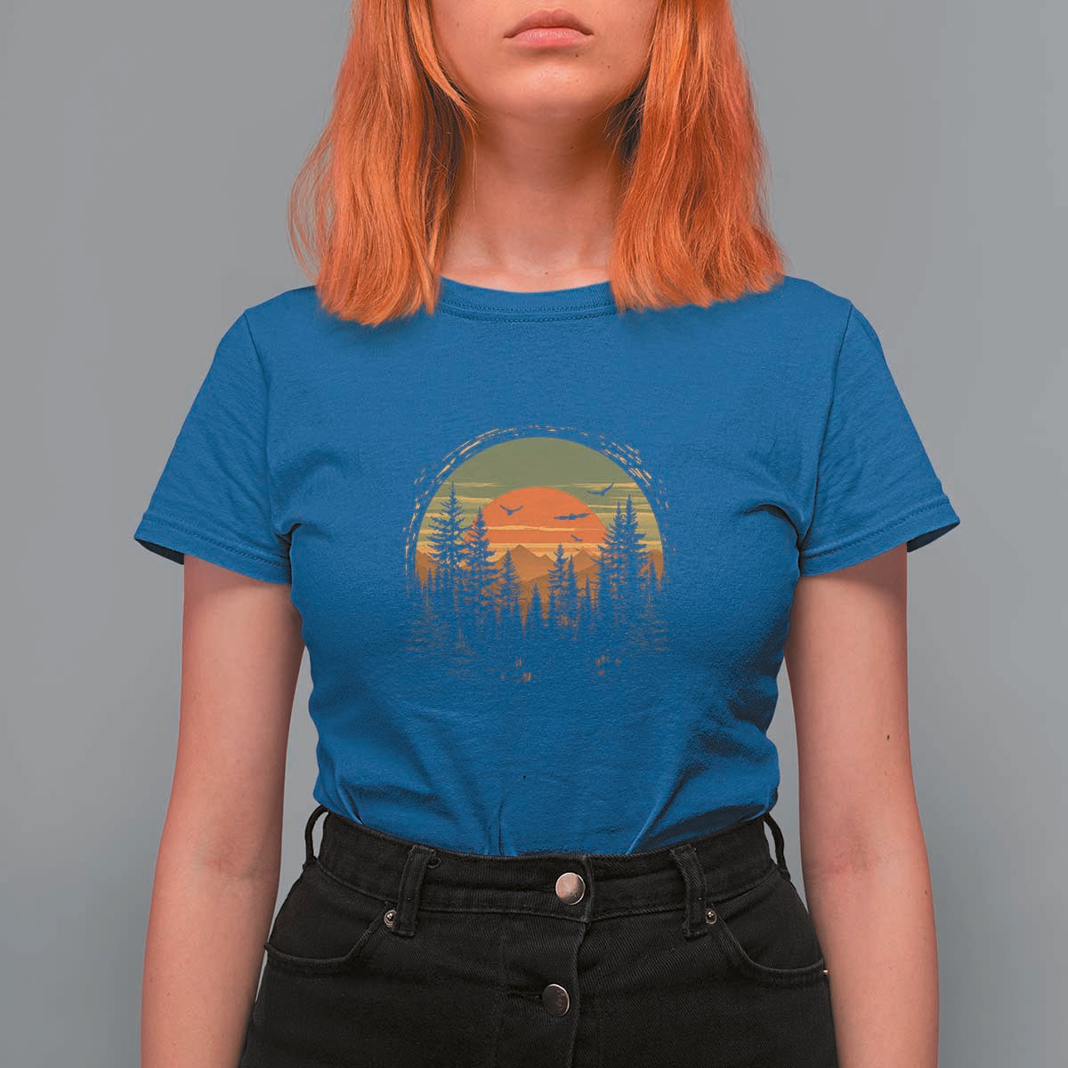Retro Forest Trees Outdoors Nature Lover T Shirt For Women