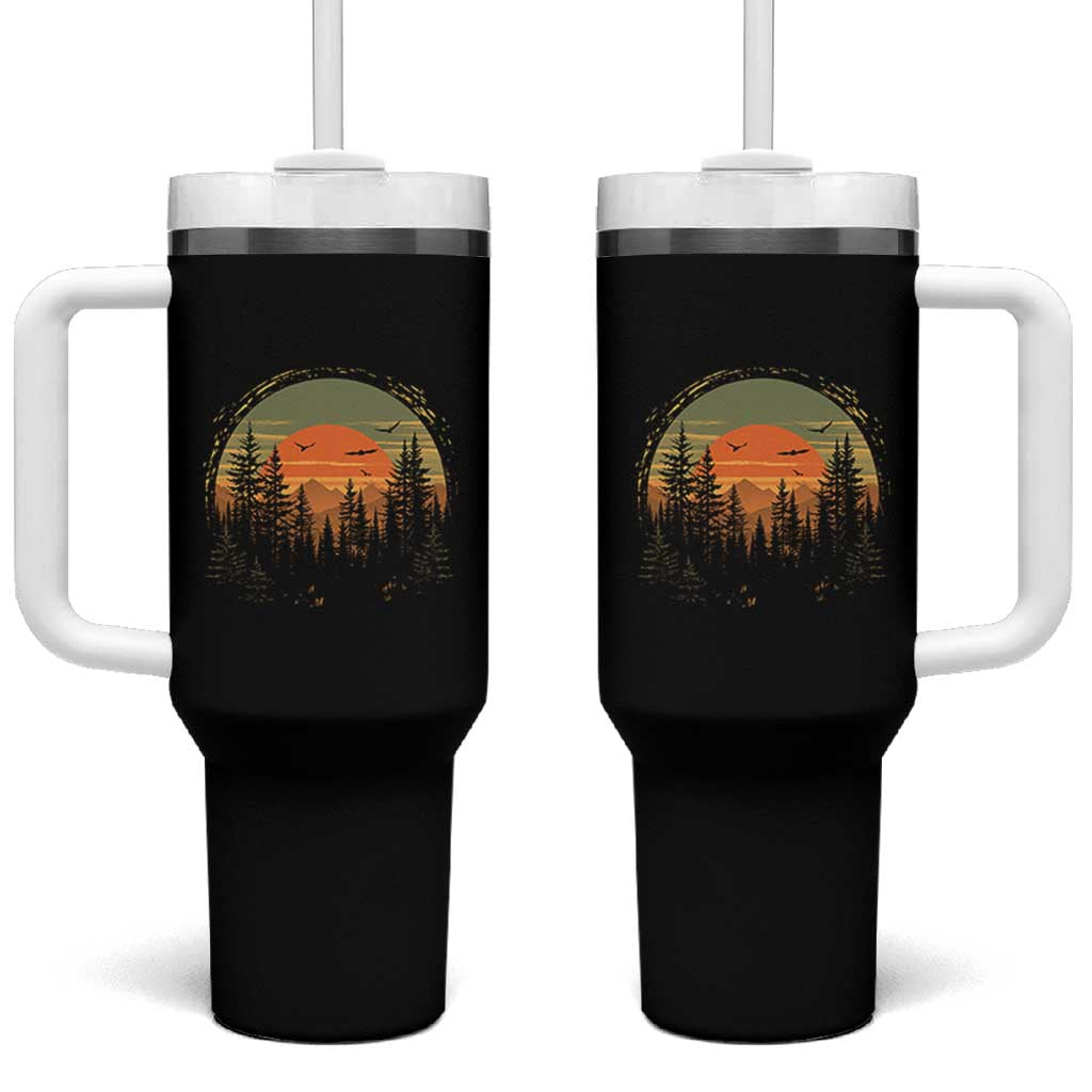 Retro Forest Trees Outdoors Nature Lover Tumbler With Handle