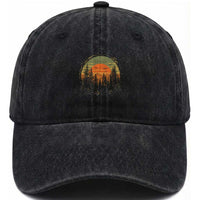 Retro Forest Trees Outdoors Nature Lover Washed Cotton Baseball Cap