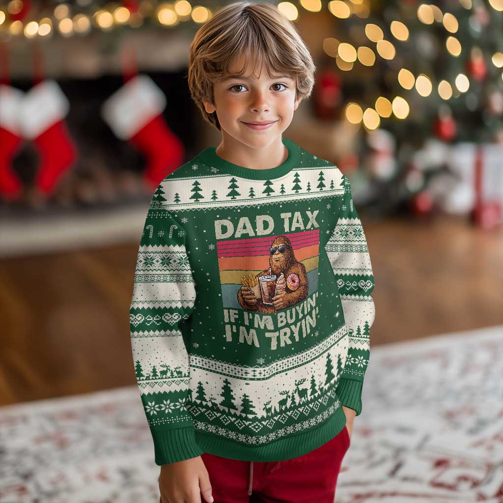 Dad Tax If I Am Buying I Am Trying Ugly Christmas Sweater Funny Bigfoot Dad Father's Day Fast Food