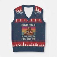 Dad Tax If I Am Buying I Am Trying V-Neck Knit Sweater Vest Funny Bigfoot Dad Father's Day Fast Food