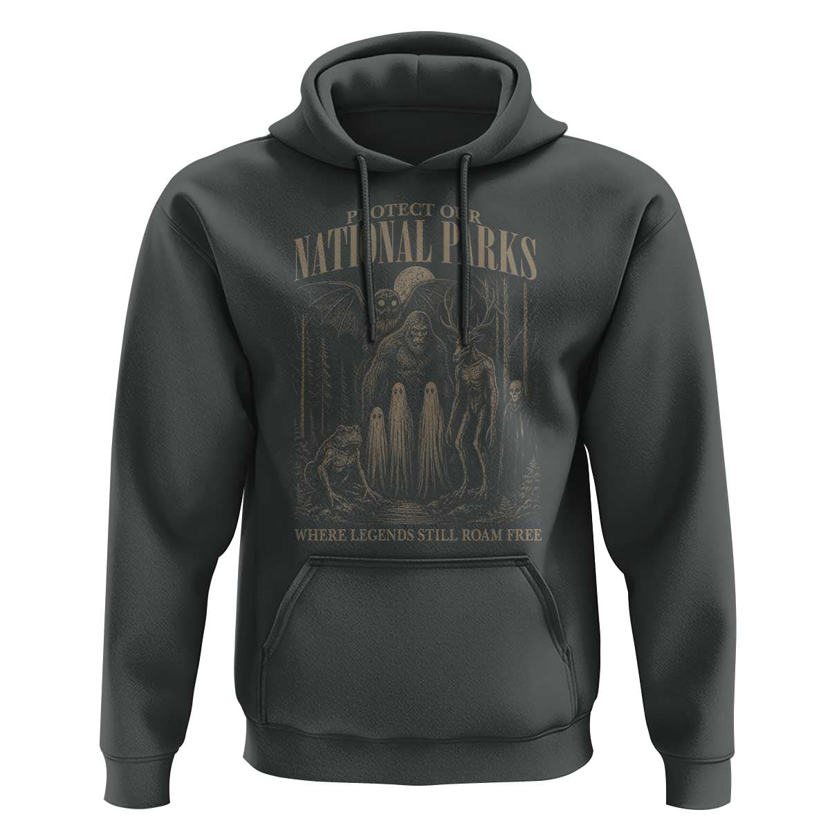 Protect Our National Parks Funny Cryptid Weirdcore Hoodie Where Legends Still Roam Free Bigfoot Monthman