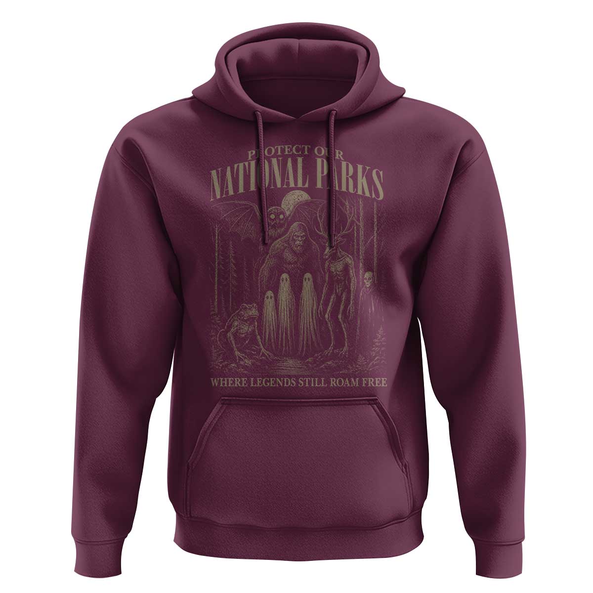 Protect Our National Parks Funny Cryptid Weirdcore Hoodie Where Legends Still Roam Free Bigfoot Monthman
