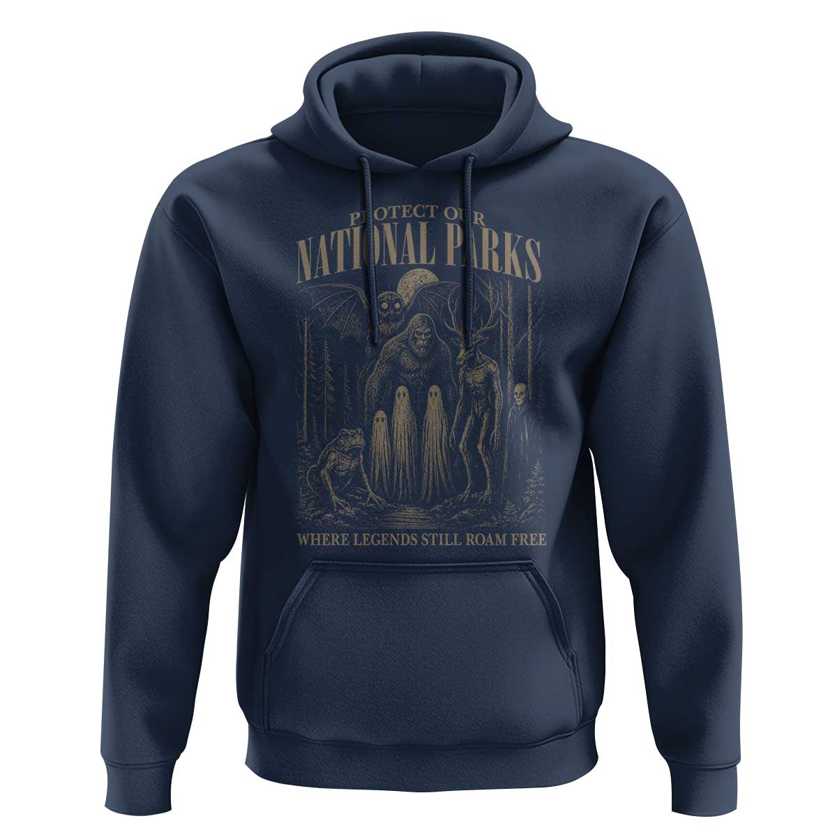 Protect Our National Parks Funny Cryptid Weirdcore Hoodie Where Legends Still Roam Free Bigfoot Monthman
