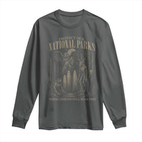Protect Our National Parks Funny Cryptid Weirdcore Long Sleeve Shirt Where Legends Still Roam Free Bigfoot Monthman