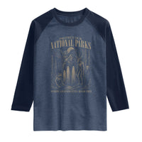 Protect Our National Parks Funny Cryptid Weirdcore Raglan Shirt Where Legends Still Roam Free Bigfoot Monthman