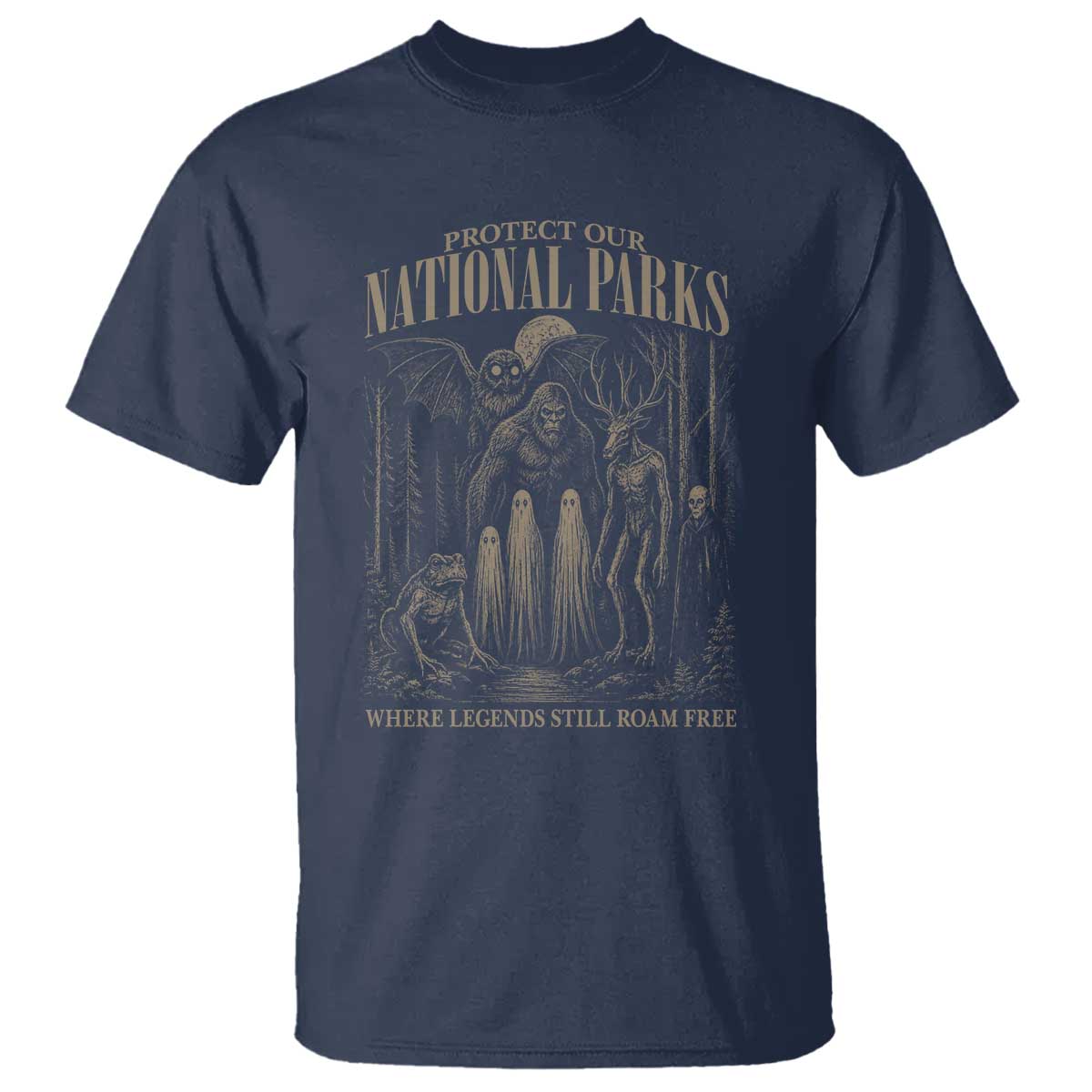 Protect Our National Parks Funny Cryptid Weirdcore T Shirt Where Legends Still Roam Free Bigfoot Monthman