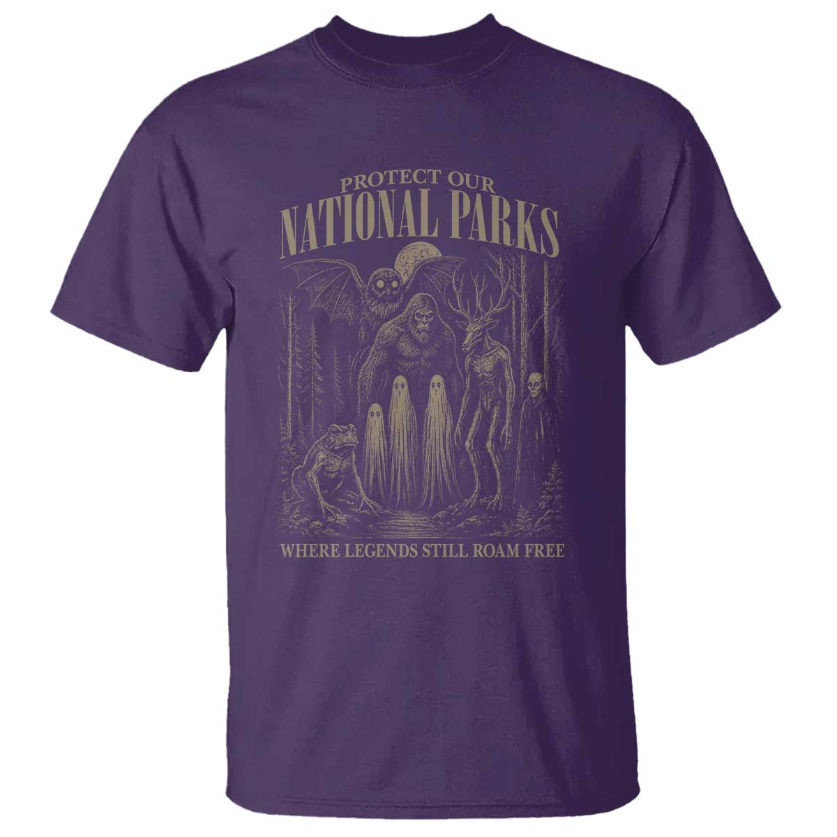 Protect Our National Parks Funny Cryptid Weirdcore T Shirt Where Legends Still Roam Free Bigfoot Monthman