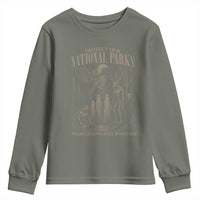 Protect Our National Parks Funny Cryptid Weirdcore Youth Sweatshirt Where Legends Still Roam Free Bigfoot Monthman