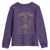 Protect Our National Parks Funny Cryptid Weirdcore Youth Sweatshirt Where Legends Still Roam Free Bigfoot Monthman