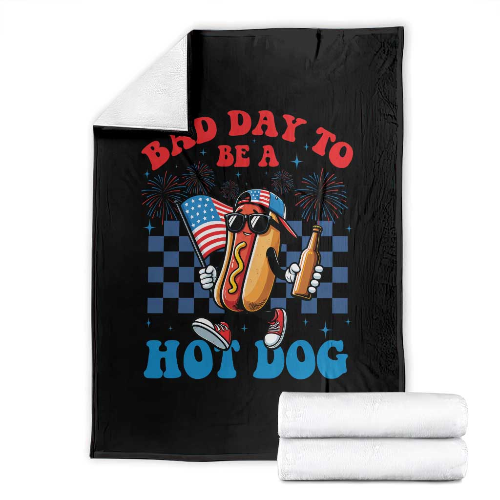 Bad Day To Be A Hot Dog 4th of July Throw Blanket Funny BBQ Grilling