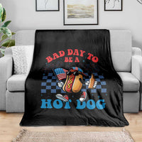 Bad Day To Be A Hot Dog 4th of July Throw Blanket Funny BBQ Grilling
