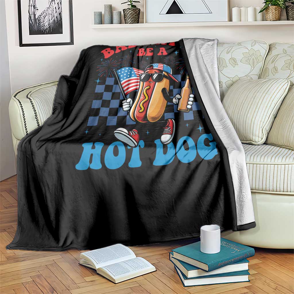 Bad Day To Be A Hot Dog 4th of July Throw Blanket Funny BBQ Grilling