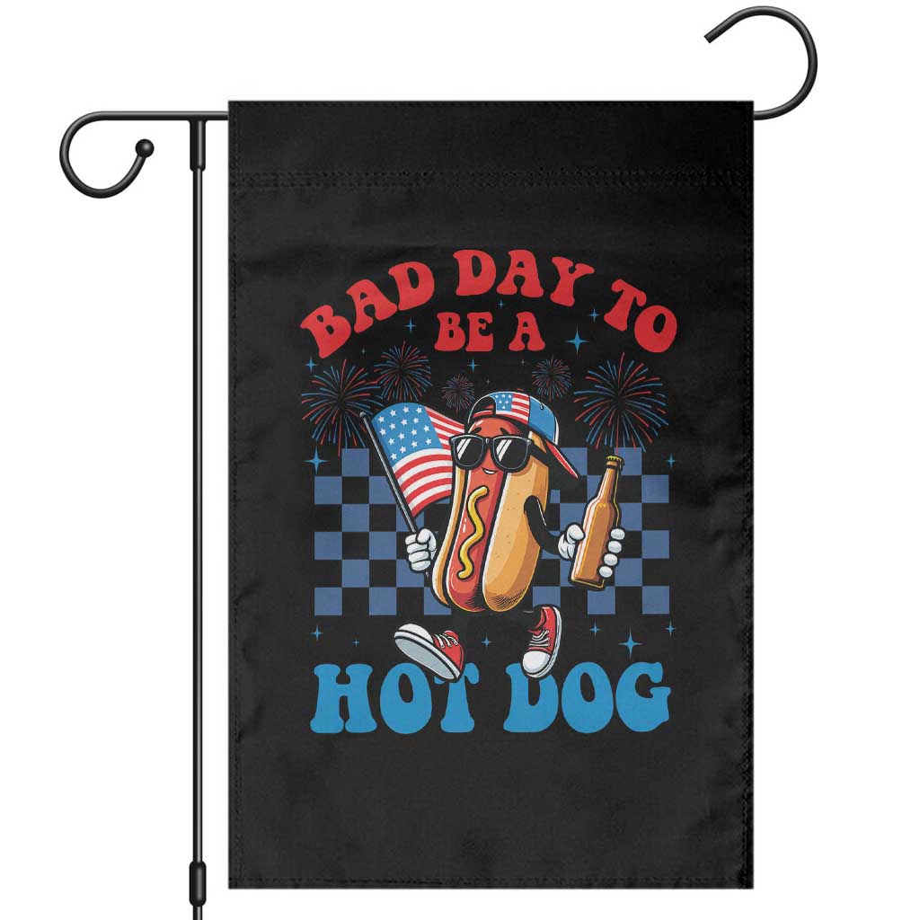 Bad Day To Be A Hot Dog 4th of July Garden Flag Funny BBQ Grilling
