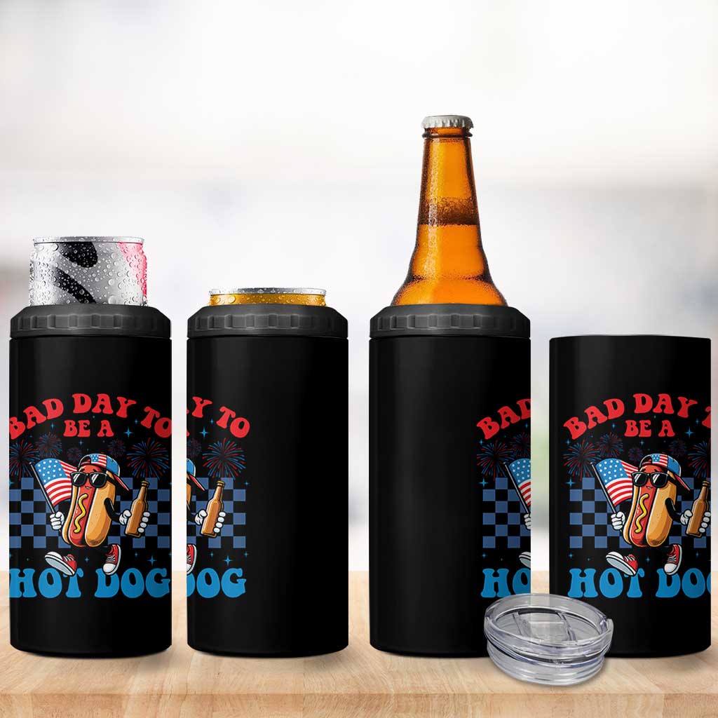 Bad Day To Be A Hot Dog 4th of July 4 in 1 Can Cooler Tumbler Funny BBQ Grilling