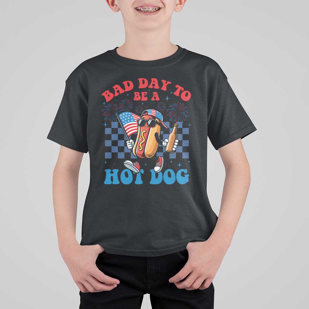 Bad Day To Be A Hot Dog 4th of July T Shirt For Kid Funny BBQ Grilling
