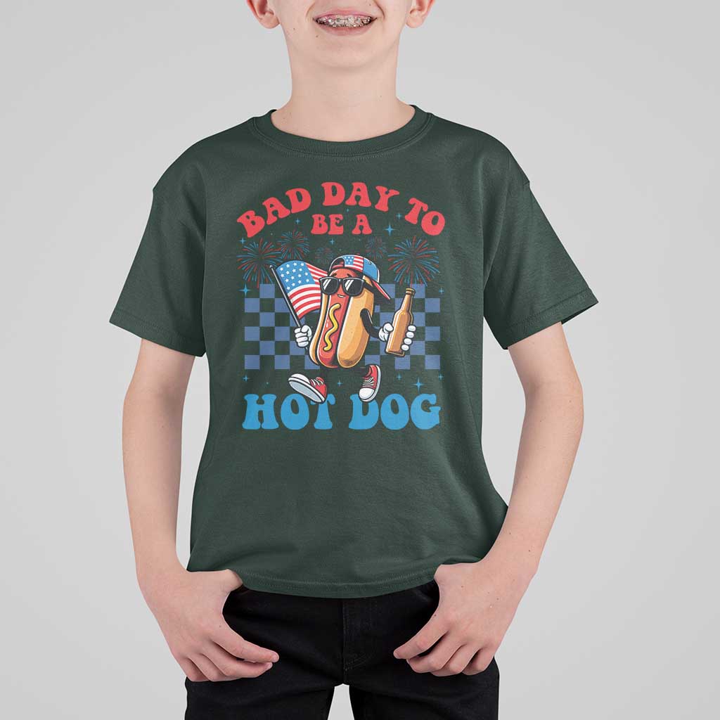 Bad Day To Be A Hot Dog 4th of July T Shirt For Kid Funny BBQ Grilling
