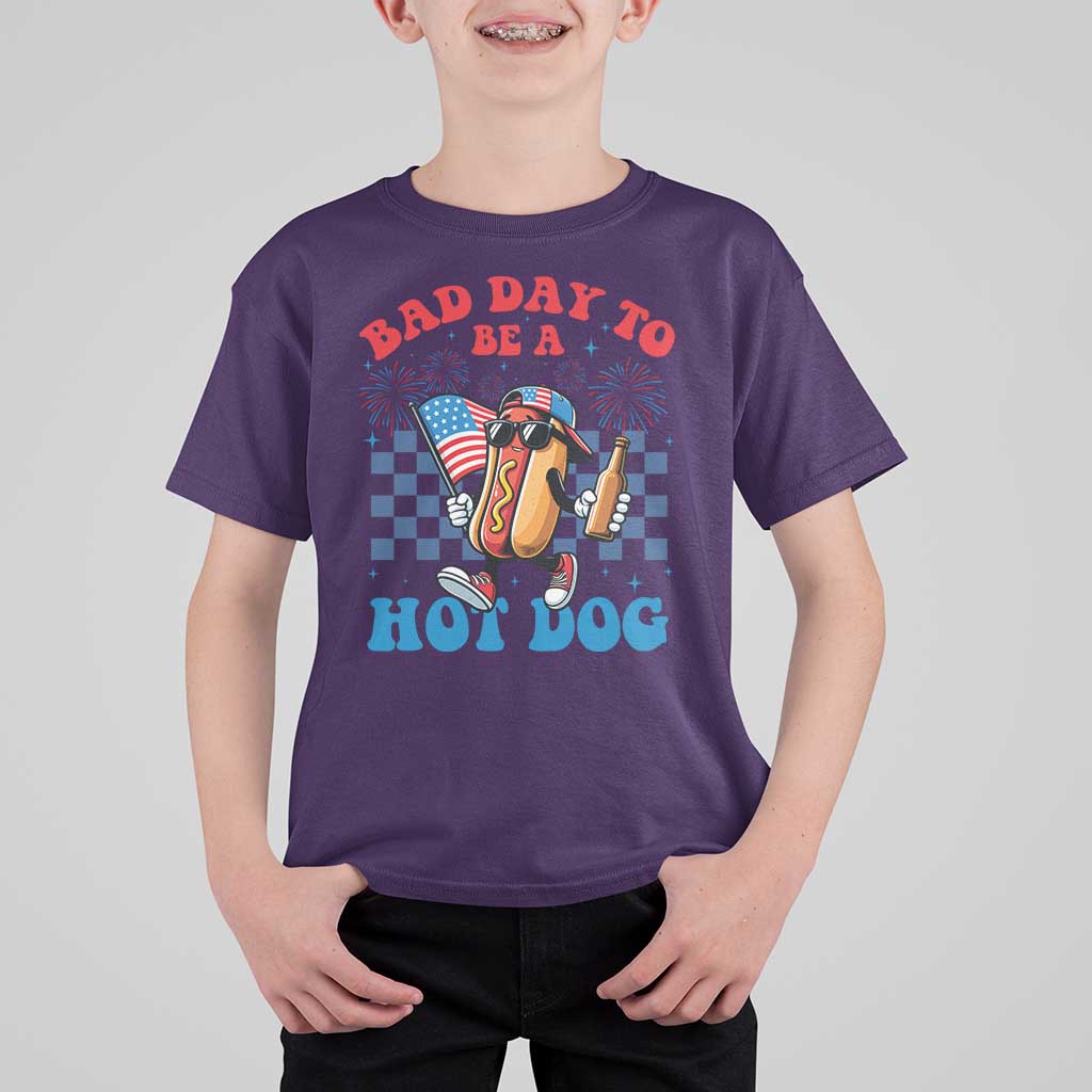 Bad Day To Be A Hot Dog 4th of July T Shirt For Kid Funny BBQ Grilling