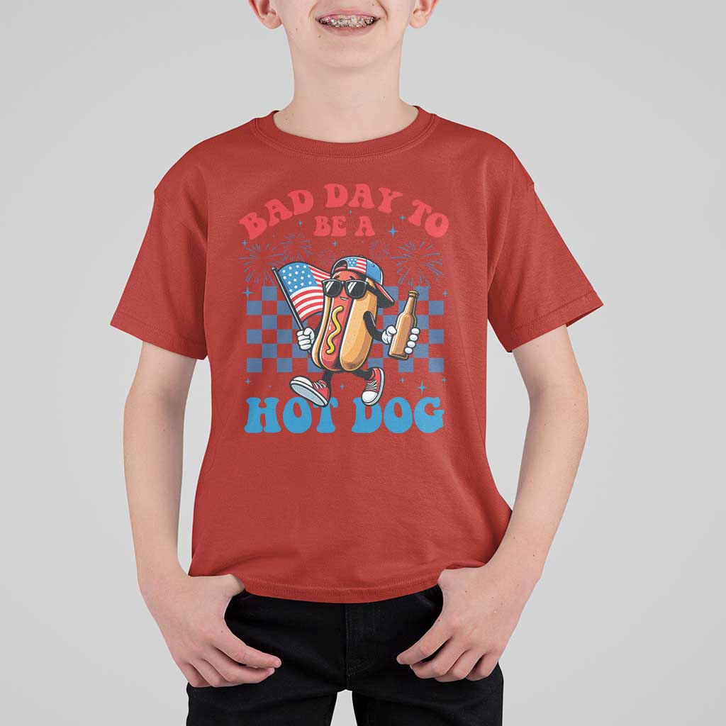 Bad Day To Be A Hot Dog 4th of July T Shirt For Kid Funny BBQ Grilling