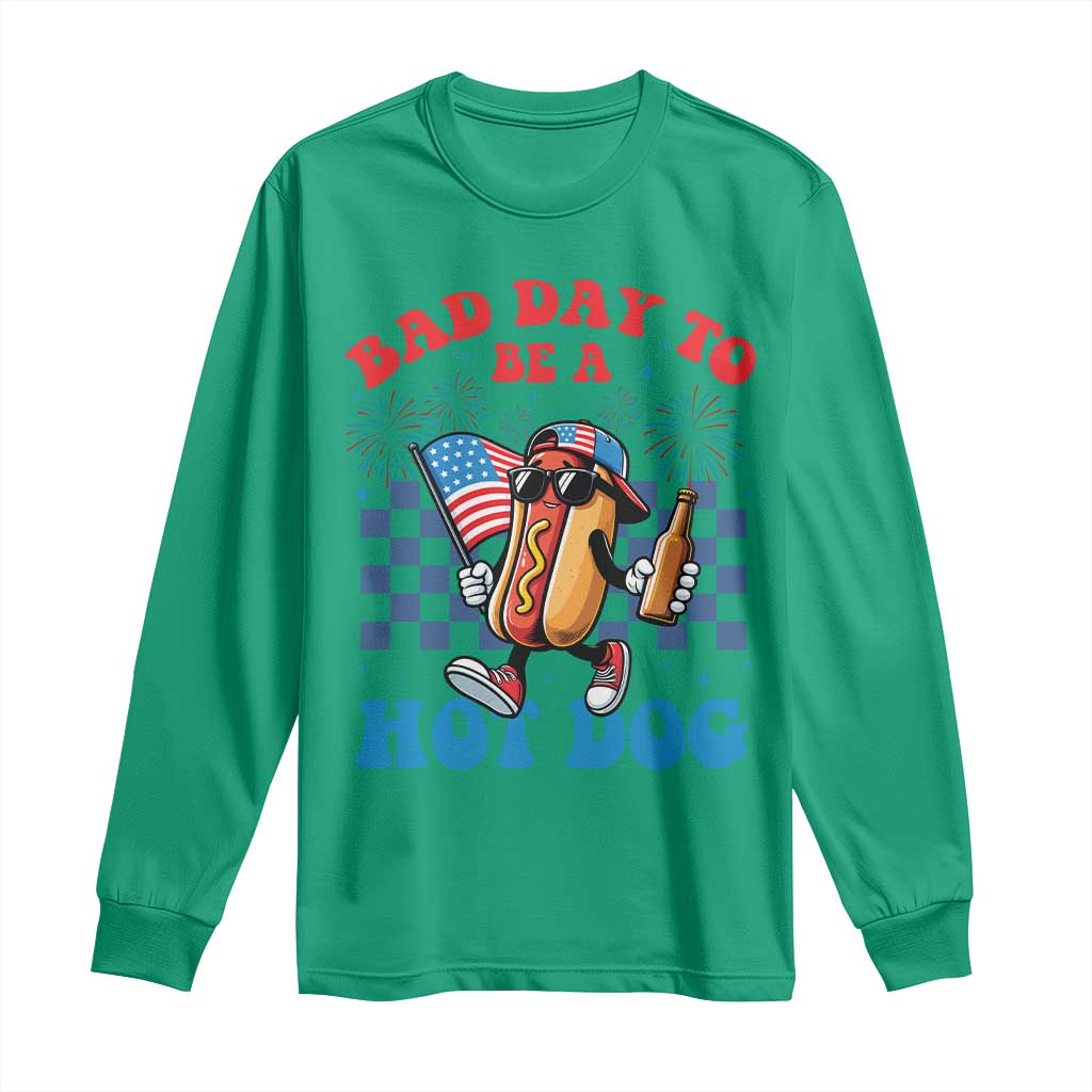 Bad Day To Be A Hot Dog 4th of July Long Sleeve Shirt Funny BBQ Grilling