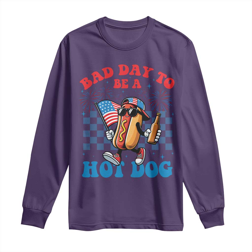 Bad Day To Be A Hot Dog 4th of July Long Sleeve Shirt Funny BBQ Grilling