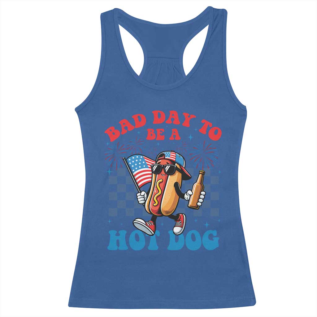 Bad Day To Be A Hot Dog 4th of July Racerback Tank Top Funny BBQ Grilling