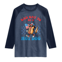 Bad Day To Be A Hot Dog 4th of July Raglan Shirt Funny BBQ Grilling