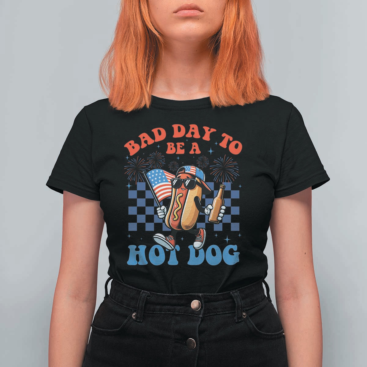 Bad Day To Be A Hot Dog 4th of July T Shirt For Women Funny BBQ Grilling
