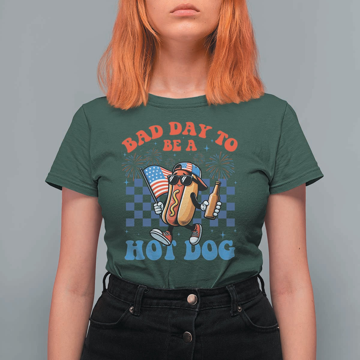 Bad Day To Be A Hot Dog 4th of July T Shirt For Women Funny BBQ Grilling