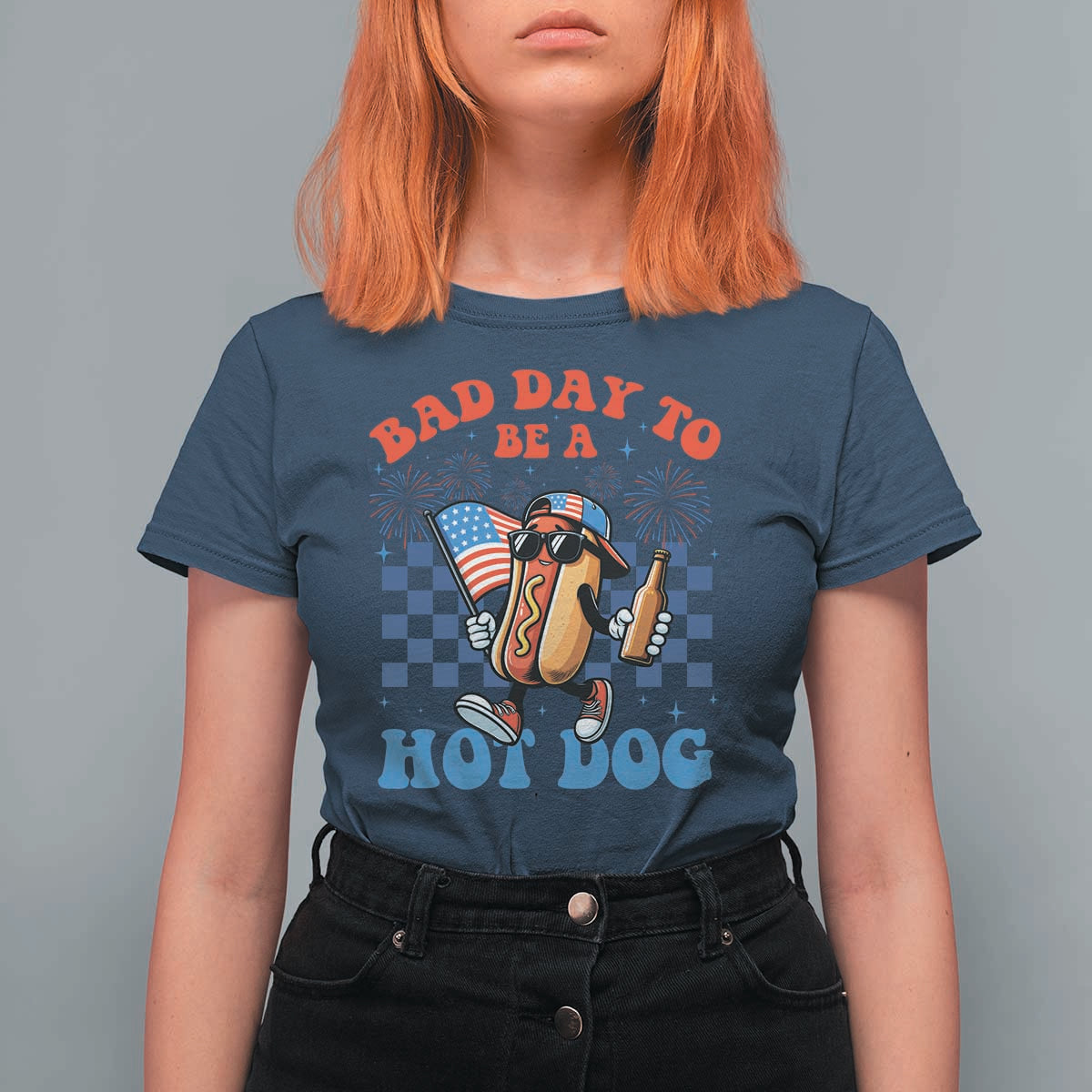 Bad Day To Be A Hot Dog 4th of July T Shirt For Women Funny BBQ Grilling